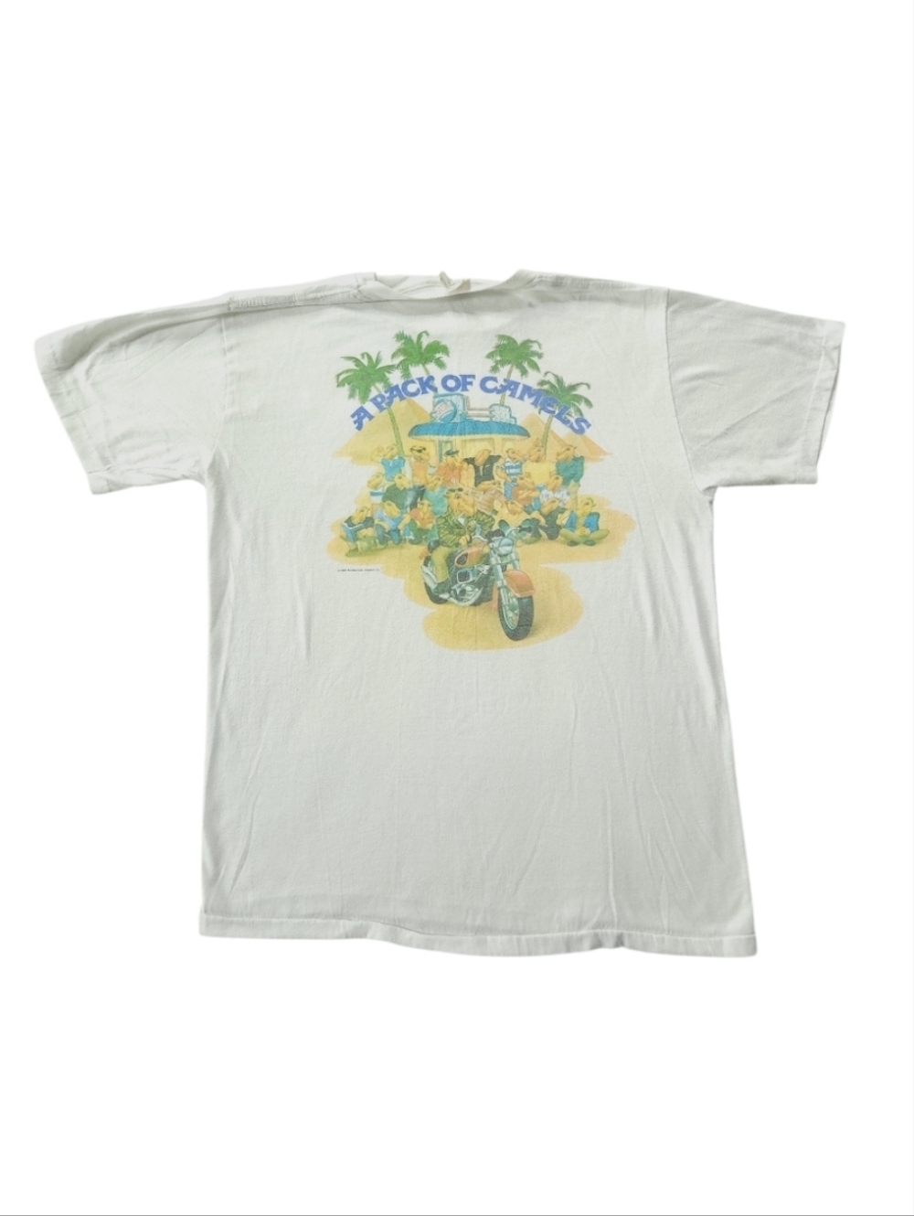 Vintage 90s Single Stitch Camel Cigarette Pocket T Shirt White USA XL